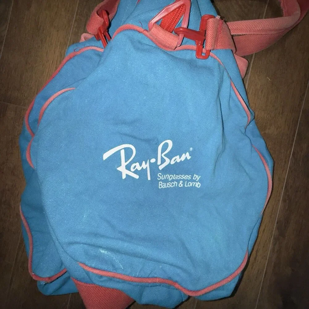 Vintage 1992 Olympics Ray-Ban Duffel Bag Blue W Red Straps